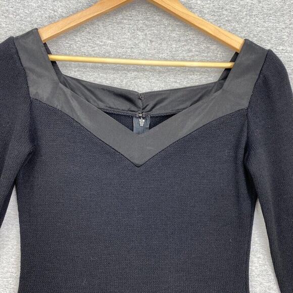 St John Dress Womens 4 Maria Gray Black Santana Knit Evening Formal Sexy - Picture 5 of 12